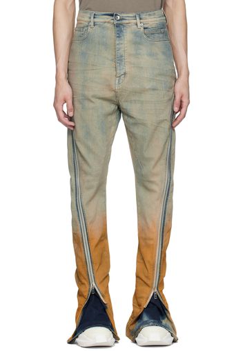 Rick Owens DRKSHDW Blue & Orange Bolan Banana Jeans