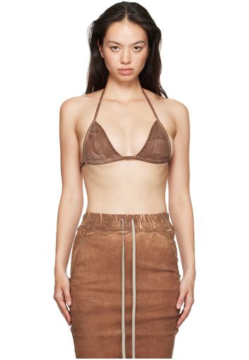 Rick Owens DRKSHDW Brown Porterville Foil Stretch Denim Bra