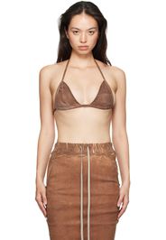 Rick Owens DRKSHDW Brown Porterville Foil Stretch Denim Bra