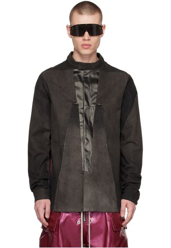 Rick Owens Brown Splintered Denim Jacket