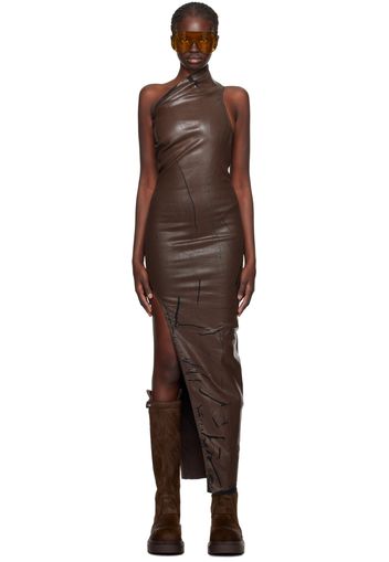 Rick Owens Brown Athena Denim Maxi Dress