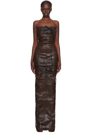 Rick Owens Brown Bustier Denim Maxi Dress