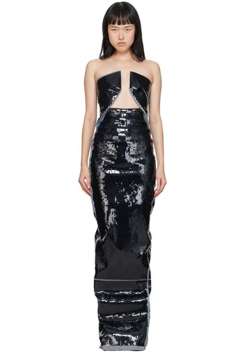 Rick Owens Blue & Black Prong Denim Maxi Dress