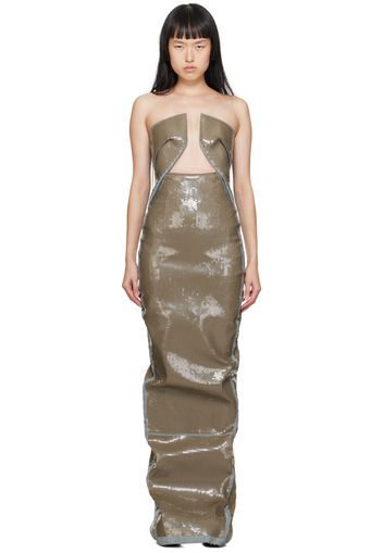 Rick Owens Tan & Blue Prong Denim Maxi Dress