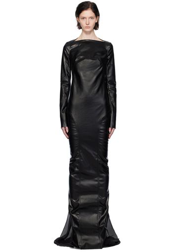 Rick Owens Black Al Column Denim Maxi Dress