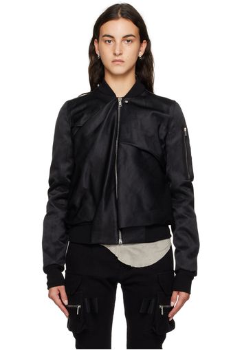 Rick Owens Black Ripple Flight Bomber Jacket