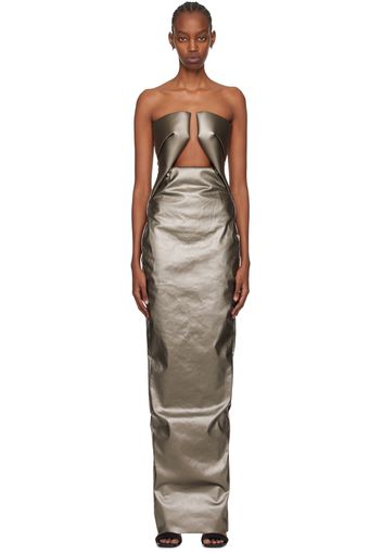 Rick Owens Gunmetal Prong Denim Maxi Dress