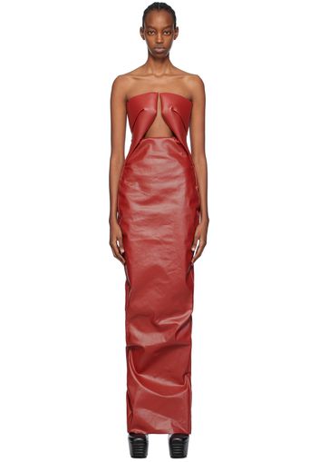 Rick Owens Red Prong Denim Maxi Dress