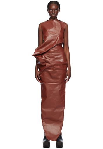 Rick Owens Burgundy Elipse Denim Maxi Dress