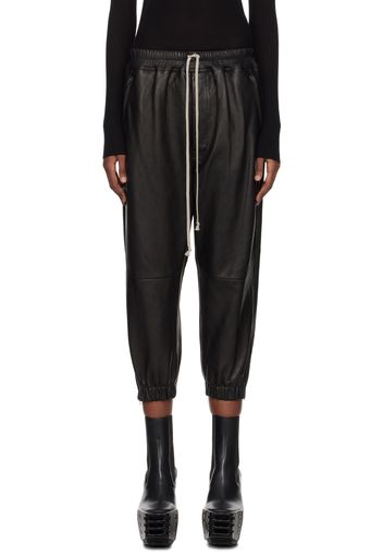 Rick Owens Black Cropped Leather Pants