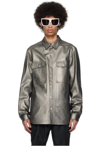 Rick Owens Silver Lido Leather Jacket