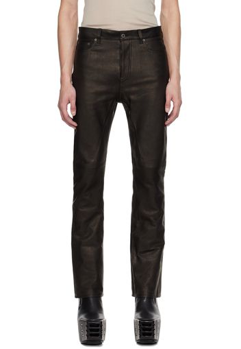 Rick Owens Black Jim Cut Leather Pants