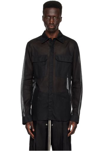 Rick Owens Black Spread Collar Shirt