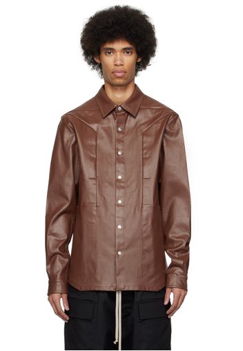 Rick Owens Brown Fogpocket Denim Shirt