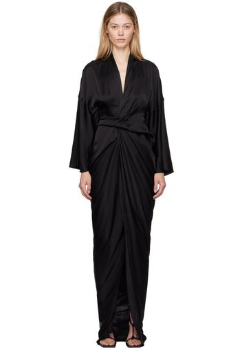 Rick Owens Black Porterville Wrap Maxi Dress