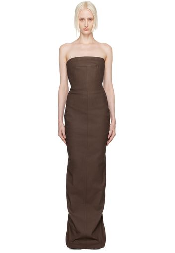 Rick Owens Khaki Porterville Bustier Denim Maxi Dress