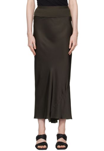 Rick Owens Gray Porterville Calf Bias Midi Skirt