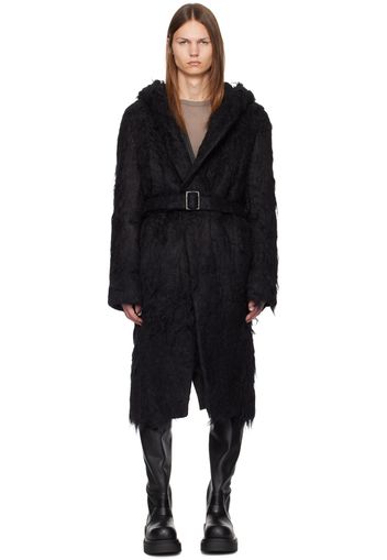 Rick Owens Black Slim Hoodie Coat