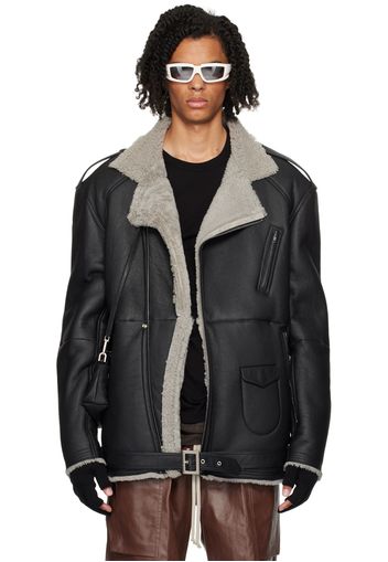 Rick Owens Black Porterville Jumbo Luke Stooges Shearling Jacket