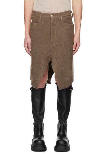 Rick Owens Brown Lodenette Skirt