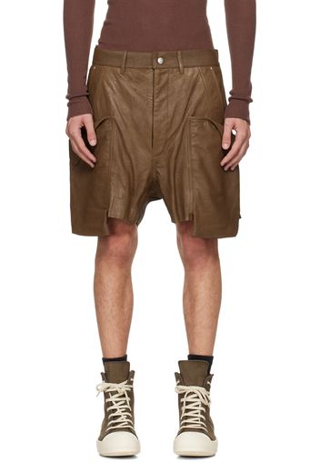 Rick Owens Khaki Porterville Stefan Cargo Leather Shorts