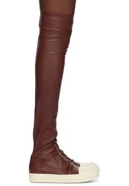 Rick Owens Burgundy Knee-High Stocking Boots