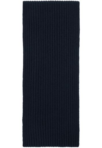 Róhe Navy Boiled Wool Knitted Scarf