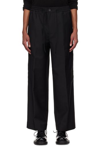 Róhe Black Wide Leg Drawcord Cargo Trousers