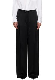 Róhe Black Relaxed Drawstring Satin Trousers