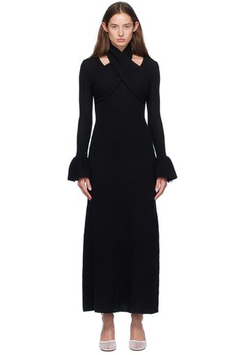 Rokh Black Cross Knitted Maxi Dress