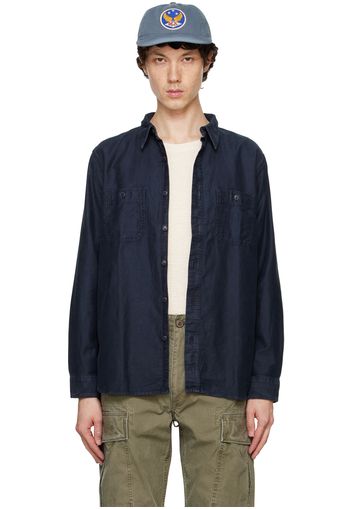 RRL Indigo Cotton-Linen Sateen Shirt