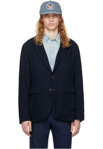 RRL Navy Unconstructed Herringbone Sport Blazer