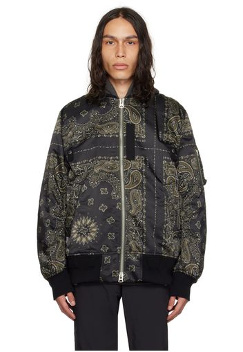 sacai Navy Bandana Print Bomber Jacket