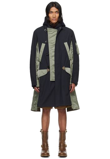 sacai Navy & Khaki Paneled Coat