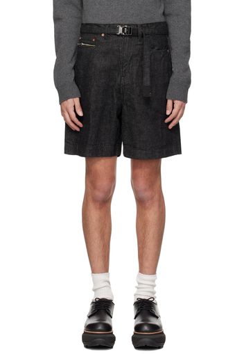 sacai Black Belted Denim Shorts