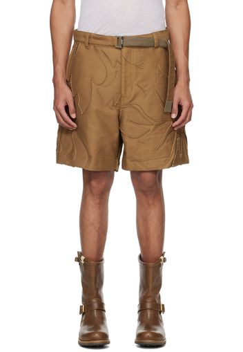 sacai Tan Embroidered Shorts