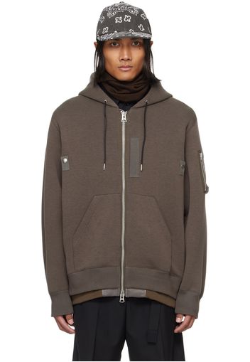 sacai Taupe Raglan Hoodie