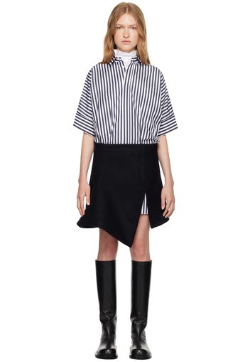 sacai Navy Striped Paneled Mini Dress