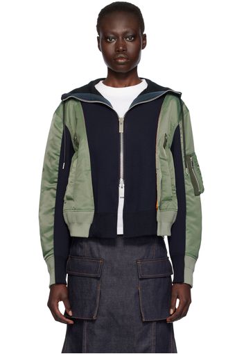 sacai Navy & Khaki Sponge Sweat Hoodie