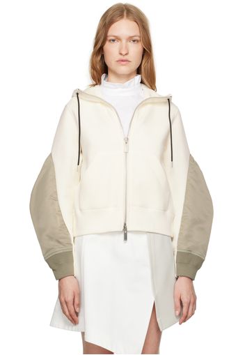 sacai Off-White & Green Paneled Hoodie