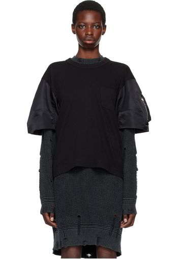 sacai Black Paneled T-Shirt