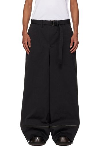 sacai Black Faux-Suede Trousers