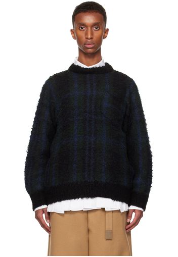 sacai Black Plaid Knit Sweater