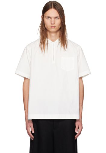 sacai White Half-Zip Polo