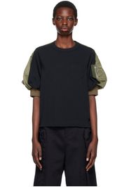 sacai Navy & Khaki Paneled T-Shirt