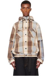 sacai Brown & Blue Plaid Hoodie