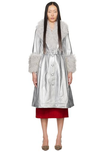 Saks Potts Silver Foxy Shearling Coat