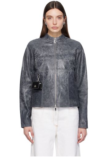 Saks Potts Navy Daria Leather Jacket