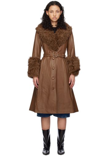 Saks Potts Brown Foxy Shearling Coat