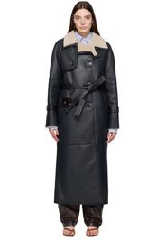 Saks Potts Navy Alexa Leather Trench Coat